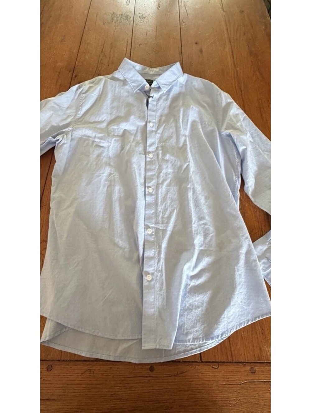 Armani Exchange Light Blue Dobby Embroidered Long Sleeve Button Shirt Men's XL
